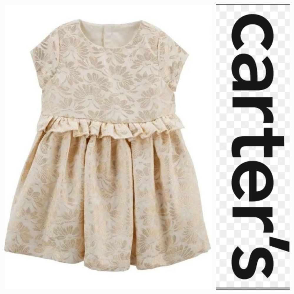 NWT Carter's Ivory Brocade Cap Sleeve Dress Wedding Guest ~6M
